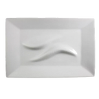 Thumbnail image #1 for Vertex China Ventana AV-LF21 Rectangular China Flow Plate, 12 x 8 in, Rolled Edge, Embossed Rim, Bright White, Glossy Finish 1 Dozen