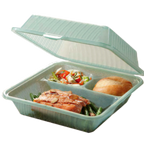 Thumbnail image #1 for G.E.T. Eco-Takeouts EC-09-1-JA . . 3-Compartment Polypropylene Food Container, 9 x 9 x 4 in, Snap Closure, Green 1 Dozen