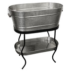 Thumbnail image #1 for TableCraft Products Brickhouse Collection GTSS2313N 12-3/4 Gallon Stainless Steel Beverage Tub Set with Black Stand and Trays