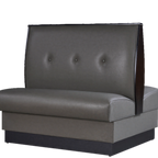 Thumbnail image #1 for ATSMFG ATS AT&S-QAD-W42-3B-GRY Double Restaurant Booth, Gray Upholstery, 3-Button Tufted Elm Wood Top and End Caps, Dark Walnut