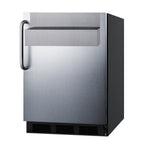 Thumbnail image #1 for Summit Commercial FF7BKSSTBSR Undercounter Reach-In Refrigerator, 1-Section, Solid Door, Black Exterior with Stainless Steel Door