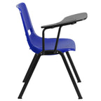 Thumbnail image #2 for Flash Furniture Hercules RUT-EO1-BL-RTAB-GG Blue Plastic Shell Chair with Right-Handed Flip-Up Tablet Arm and Pencil Groove