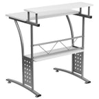 Thumbnail image #2 for Flash Furniture Clifton NAN-CLIFTON-WH-GG Computer Desk, White Laminate Top, Raised Top and Bottom Shelves