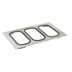 Thumbnail image #1 for TableCraft Products Tri-Ply CW1108RSS Stainless Steel Serveware Template, 21-5/8" x 13-1/2", 3 Cut-Outs, Silicone Gaskets