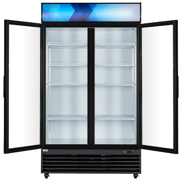 Product image #9 for KoolMore Two-Section Glass Door Merchandiser Refrigerator, 38 Cu. Ft., Bottom-Mount, Black