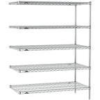 Thumbnail image #1 for Metro Super Erecta SE-2472C-63-A5 Wire Add-On Shelving Unit, 72"W x 24"D x 63"H, Chrome, 5 Shelves