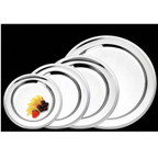 Thumbnail image #1 for Eastern Tabletop Grandeur 5412 Round Stainless Steel Serving Tray, 12" Diameter, Extra Heavy Hotel Weight