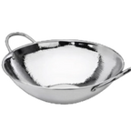 Thumbnail image #1 for Eastern Tabletop 5702 14-Inch Hammered Stainless Steel Wok, 5 Qt., Two Handles