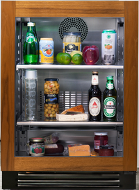 True Residential 24-Inch One-Section Undercounter Glass Door Refrigerator, Self-Contained, Overlay Panel Ready