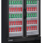 Thumbnail image #1 for Dukers Appliance Co., USA Ltd. DSM-41R Two-Section Glass Door Reach-In Refrigerated Merchandiser, Bottom-Mount, Black, 47-1/4"W