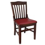 Thumbnail image #1 for JustChair Manufacturing W36418-FSC-GR1 Schoolhouse Slat Back Side Chair with Upholstered Seat, German Beech Wood