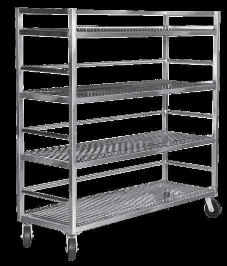 Product image #6 for Channel Manufacturing Aluminum Glass/Oval Tray Mobile Shelf Truck / Flight Cart, 75 x 25 x 72 Inches, 4 Shelves