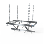 Thumbnail image #1 for NBR Equipment CMPR-72 Ceiling-Mounted Stainless Steel Pot Rack, Triple Bar, 72"W x 22"D x 12"H, 18 Double Hooks
