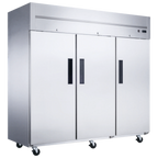 Thumbnail image #1 for Dukers Appliance Co., USA Ltd. D83AR Three-Section Reach-In Refrigerator, Solid Hinged Doors, Stainless Steel, 66.21 cu. ft., Top-Mounted