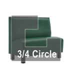 Thumbnail image #1 for ATSMFG ATS AT&S-ATQ-K36-P GR7 Kevin Three Quarter Circle Booth, single, 48" x 90" x 90" x 48"long x 36" high, Plain back, removable sinuous spring