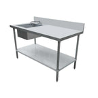 Thumbnail image #1 for Omcan 49174 Work Table With Prep Sink, 48"W x 24"D, 18 gauge 430 stainless steel construction, 14" wide x 16" front-to-back x 10" deep sink bowl