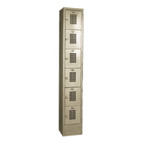 Thumbnail image #1 for Winholt Equipment WL-66 6-Tier Floor-Mounted Locker, 1 Column, 12"W x 12"D x 78"H, Mesh Grid Vented Doors, Beige