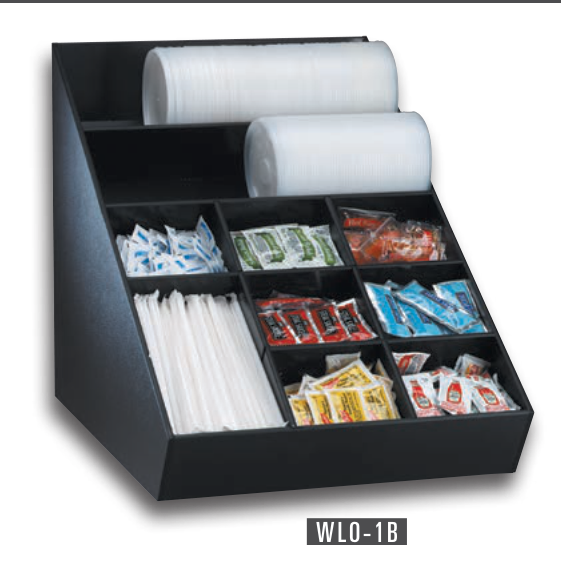 Product image #4 for Black Polystyrene Wide Lid, Straw & Condiment Organizer with Removable Dividers