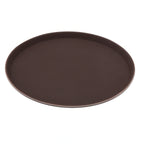 Thumbnail image #1 for Alegacy Foodservice Products RNST14BR 14-inch Round Slip-Resistant Plastic Serving Tray, Brown Case of 12