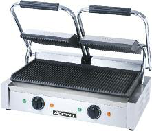 Product image #3 for Adcraft SG-813 Double Countertop Electric Sandwich Grill with Grooved Cast Iron Plates