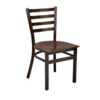 Thumbnail image #1 for G & A Commercial Seating Dante 513-W VS Stackable Ladder-Back Side Chair, Walnut-Finish Metal Frame, Veneer Seat