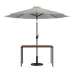 Thumbnail image #1 for Flash Furniture XU-DG-UH3048-UB19BGY-GG Outdoor Patio Dining Table Set, 48 x 30 in Rectangular Synthetic Teak Slotted Top with Umbrella and Base