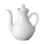 Thumbnail image #1 for Vertex China Sausalito SAU-CB 4 oz White Condiment Bottle with Lid and Handle, Sculpted Lines Case of 2 Dozen