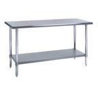 Thumbnail image #1 for Concasse MCEQMTG03 Stainless/Galvanized Steel Work Table, 24" W x 60" D x 34" H, Open Crossrails, Flat Top