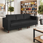 Thumbnail image #2 for Flash Furniture Hercules - Artemis ZB-8921-3S-BLK-GG Reception Sofa, 84-3/4"W, Black LeatherSoft, 4 AC Outlets, USB/USB-C Ports