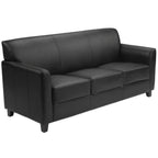 Thumbnail image #1 for Flash Furniture Hercules - Diplomat BT-827-3-BK-GG Reception Sofa, 70"W, Black LeatherSoft Upholstery, Flared Arms