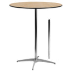 Thumbnail image #1 for Flash Furniture XA-36-COTA-GG Round Cocktail/Pub Table, 36-inch Birchwood Top, Adjustable 30–42-inch Height, Chrome Steel Column