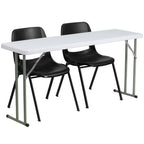 Thumbnail image #1 for Flash Furniture RB-1860-2-GG Folding Training Table and 2-Chair Set, 60"W x 18"D x 29"H Rectangular