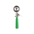 Thumbnail image #1 for Thunder Group SLDS212P #12 Disher, 2-2/3 oz, Round Bowl, Thumb Press, 18/8 Stainless Steel, Green Handle Case of 36