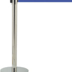 Thumbnail image #1 for AARCO Products HCGT-10BL Retractable Belt Barrier, 10 ft Blue Belt, Chrome Post, Galvanized Cement Base