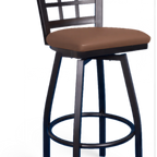 Thumbnail image #1 for ATSMFG ATS AT&S-85-BSS MFG Nine-Grid Window-Back Swivel Barstool, Armless, Metal Legs, Footrest, Textured Black Powder Coat