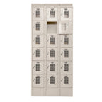 Thumbnail image #1 for Winholt Equipment WL-618-18-ST Floor-Mounted Locker, 3 Columns, 18 Compartments, Slanted Top, Mesh-Vented Doors, 18"D x 36"L x 83.9"H