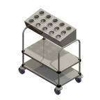 Thumbnail image #1 for Dinex DXP7152A15 Open Stainless Steel Tray & Silverware Cart, 2-Stack, 15-Cylinder Dispenser, 200-Capacity for 15 x 20 in Trays