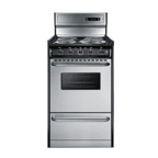 Thumbnail image #1 for Summit Commercial TEM130BKWY 20-Inch Electric Range with Digital Clock, Black Finish, Stainless Steel Door, Porcelain Top and Oven