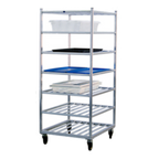 Thumbnail image #1 for New Age 1357 Mobile Aluminum Bus Cart, Open Frame, 7 Shelves, Double Capacity, All-Welded