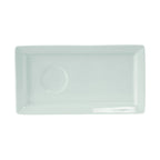 Thumbnail image #1 for Tuxton China Linx GLP-551 Rectangular Porcelain Tray, 13 x 7 x 1 Inch, Narrow Rim with Round Indent 1 Dozen