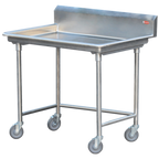 Thumbnail image #1 for Steril-Sil Company STE-44-BS 304 Stainless Steel Sorting Table, 44"W x 32"D x 43-1/2"H, 10" Rear Backsplash, Open Base, Locking Casters