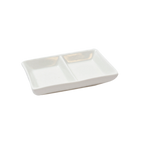 Thumbnail image #1 for Korin Inc Fusion SDS-A2653 Rectangular Porcelain 2-Compartment Sauce Dish, 1.5 oz., White