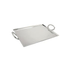Thumbnail image #1 for G.E.T. Urban Renewal SSTPD-1612-MP Rectangular Stainless Steel Bakery Display Tray, 12 x 16 x 3/8 in, 2 Handles, Hammered Finish