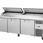 Thumbnail image #1 for True General Foodservice TPP-AT2-93-HC~SPEC3~HGTP Pizza Prep Table, 3-Door, Stainless Steel, 33–41°F Pan Rail