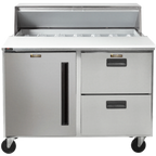 Thumbnail image #1 for Traulsen Dealer's Choice CLPT-4818-DW-LD CLPT Series Compact Prep Table Refrigerator, (2) fully removable drawers (right section), (1) solid door