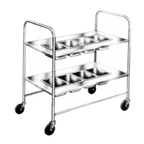 Thumbnail image #1 for Dinex DXP718 Silverware Cart with 4 Top Pans, Solid Lower Shelf, Stainless Steel Frame, 2 Push Handles, 4-Inch Swivel Casters
