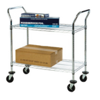 Thumbnail image #1 for 1880 Hospitality Focus Foodservice FFC18362CH Utility Cart, 18"W x 36"D x 37"H, 2 Wire Shelves, 2 U-Handles, Chromate Finish