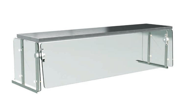 Product image #3 for Advance Tabco Sleek Shield Single-Sided Cafeteria Glass Food Shield for 4-Well Hot/Cold Tables