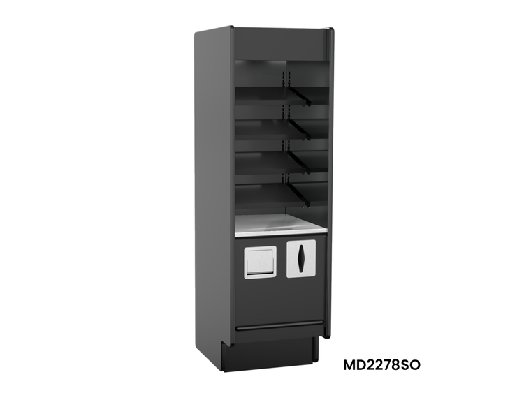Product image #5 for Fusion Ambient Inline Packaging Counter with LED Lights, Adjustable Shelving, and Trash Chute