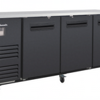 Thumbnail image #1 for Blue Air FSE LLC BLBB90-4B-HC 90-Inch Three-Section Back Bar Cooler, 3 Solid Swing Doors, Stainless Steel Top, Black Exterior